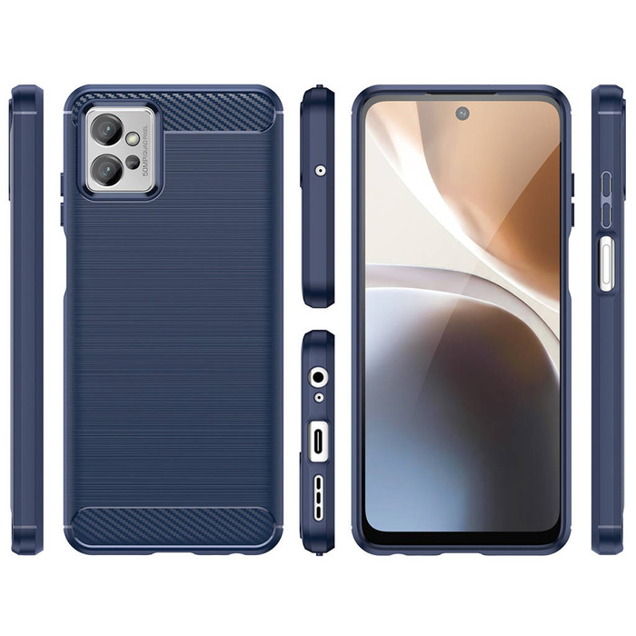 Carbon Case etui Xiaomi Redmi Note 11E /Redmi 10 5G / Redmi 10 Prime+ 5G / Poco M4 5G elastyczny silikonowy karbonowy pokrowiec niebieskie