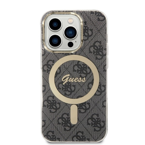 Zestaw Etui Guess Case+ Charger iPhone 14 Pro Max 6,7" czarny/black hard case 4G Print MagSafe