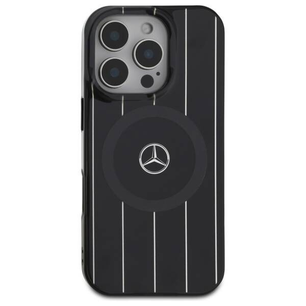 Etui Mercedes iPhone 16 Pro Max 6.9" czarny/black hardcase MB Double Layer Crossed Lines MagSafe