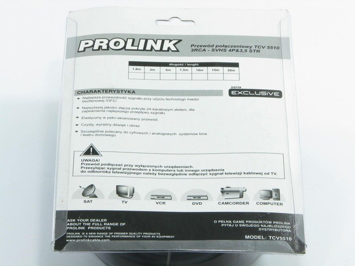 Kabel PROLINK 3RCA - SVHS4P + 3,5 STR 3m TCV5510