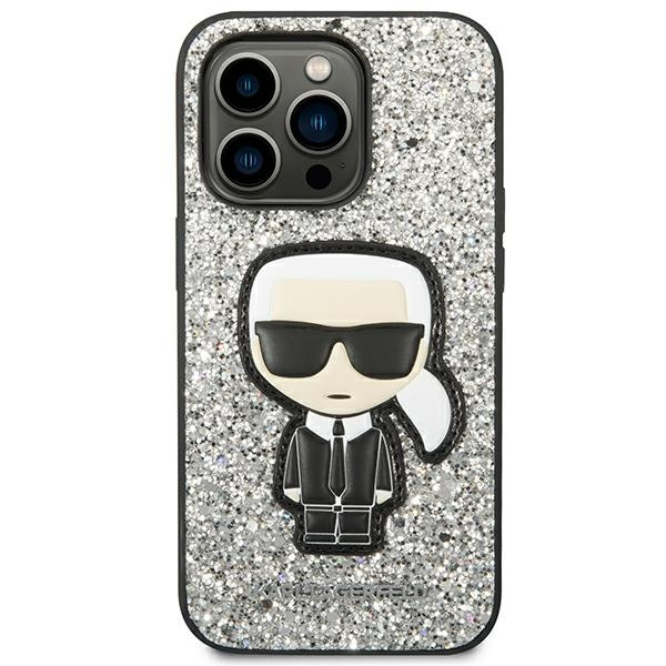 Etui KARL LAGERFELD Apple iPhone 14 Pro Glitter Flakes Ikonik Srebrny Hardcase