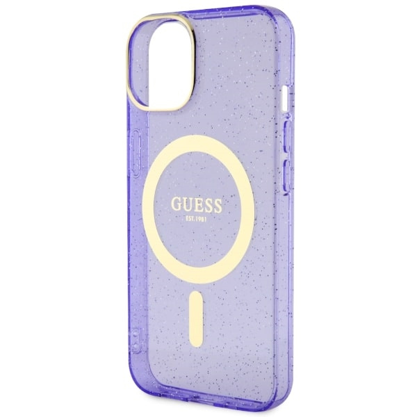 Etui Guess GUHMP14SHCMCGU iPhone 14 6.1" purpurowy/purple hardcase Glitter Gold MagSafe Case
