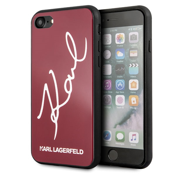 Etui KARL LAGERFELD Apple iPhone 7 8 SE 2020 Signature Glitter Czerwony Hardcase