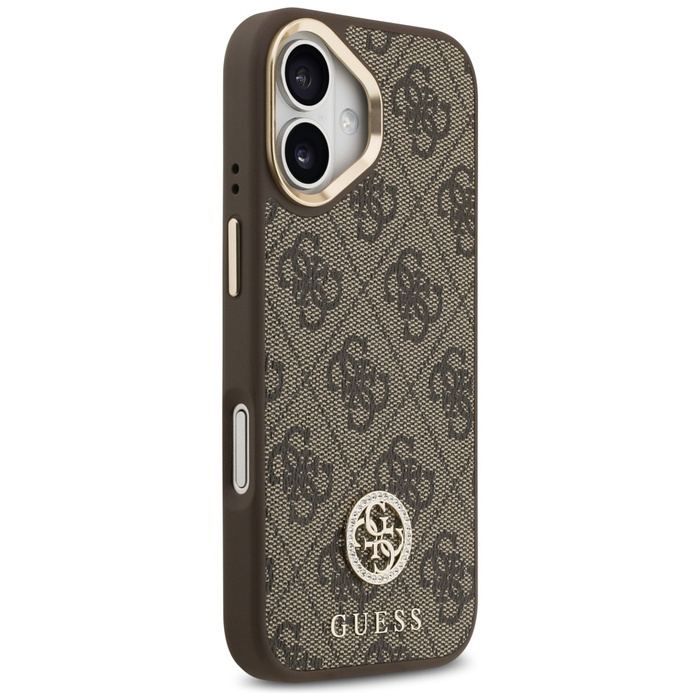 Etui Guess 4G Strass Logo & Big Strap    Metal Buttons MagSafe do iPhone 17 brązowy