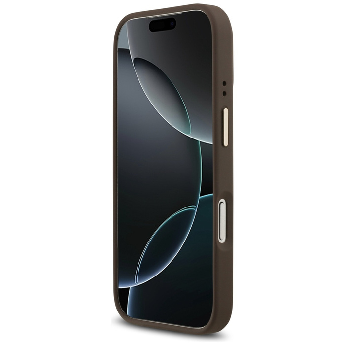 Etui Guess 4G Strass Logo & Big Strap    Metal Buttons MagSafe do iPhone 17 Pro brązowy