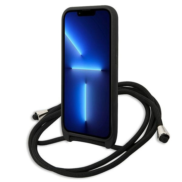 Karl Lagerfeld KLHCP13LCMNIPK iPhone 13 Pro 6,1" hardcase czarny/black Leather Monogram Patch and Cord Iconik