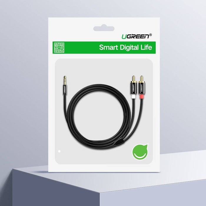 Ugreen kabel przewód audio 3,5 mm mini jack - 2RCA 3m czarny (10590)