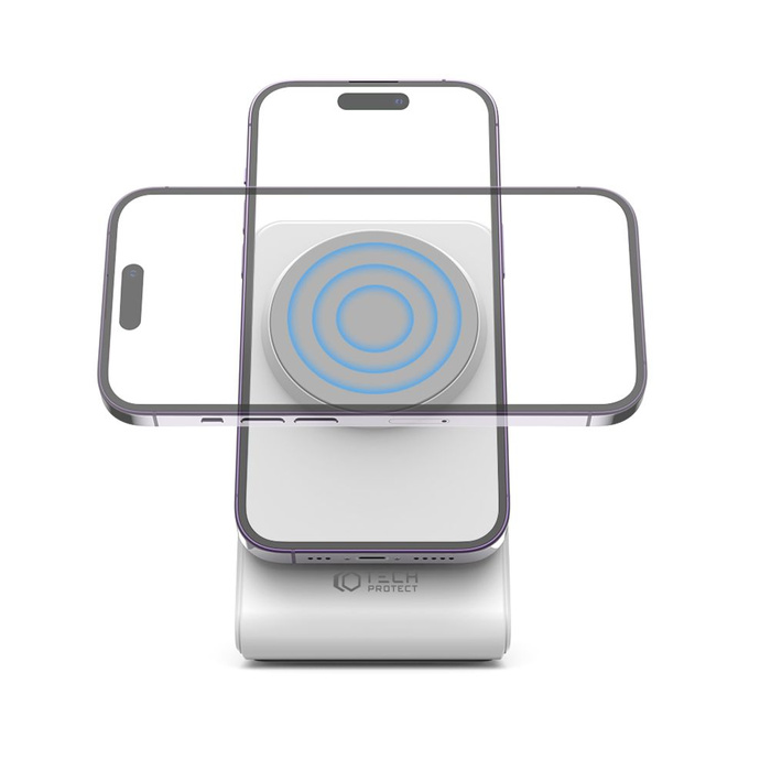 ŁADOWARKA TECH-PROTECT QI15W-A23 MAGNETIC MAGSAFE WIRELESS CHARGER WHITE