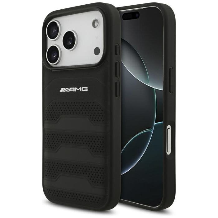 Etui AMG Leather Debossed Lines Logo do  iPhone 17 Pro czarny