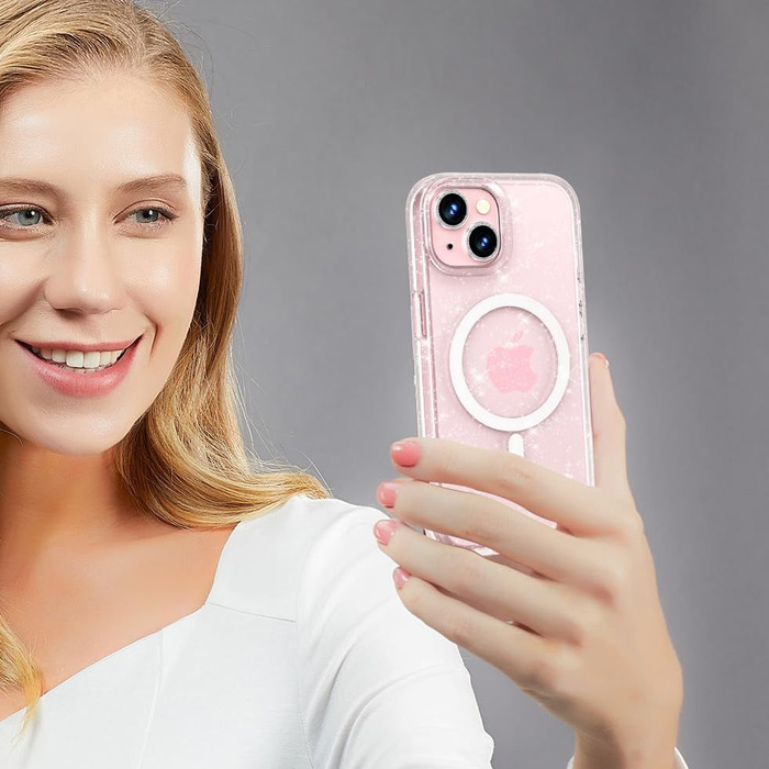 Etui Tech-protect Flexair Hybrid Magsafe iPhone 15 Pro Glitter Clear Case