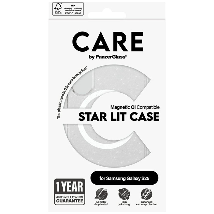 Etui CARE by PanzerGlass Flagship Urban   Combat Starlight White QI do Samsung Galaxy S25 przezroczysty