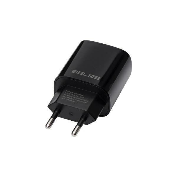 Beline Ład. siec. 1x USB-C + 1x USB 20Wczarna /black (only head) PD 3.0 + QC 3.0  BLN2CB20