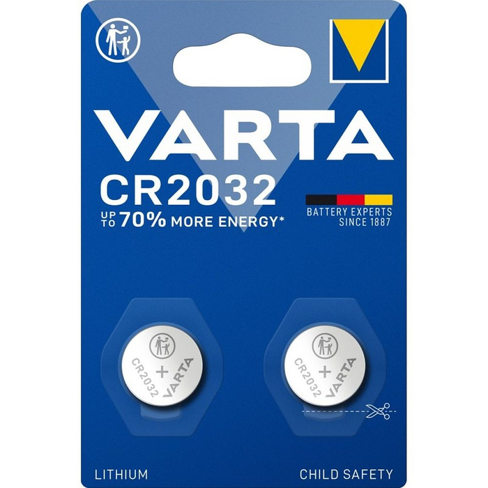 Lithium Button Cell Varta, CR2032, 220mh, 3V, 2-Pack