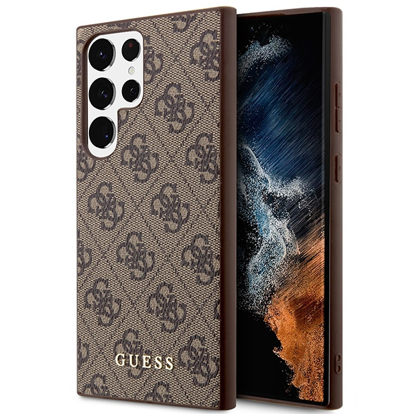 Etui Guess GUHCS23LG4GFBR S23 Ultra S918 brązowy/brown hard case 4G Metal Gold Logo Case