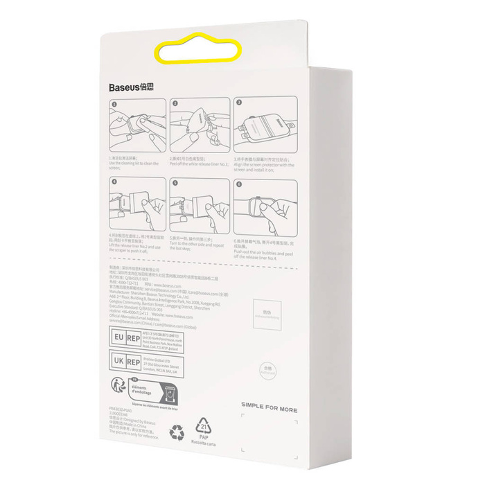 Zestaw 2x folia ochronna Baseus NanoCrystal do Apple Watch 4 /5 / 6 / SE / SE 2 40mm + zestaw montażowy - przezroczysta