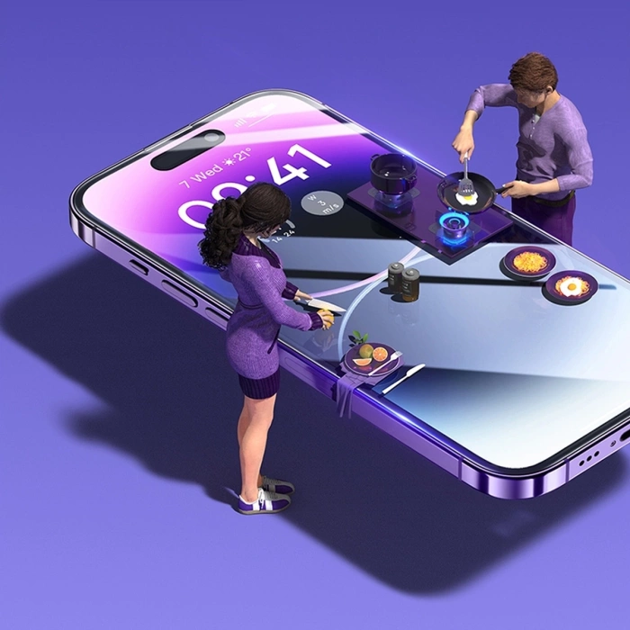 Szkło hartowane Baseus do iPhone 14 Pro Max na cały ekran z osłoną na głośnik 0.3mm + ramka montażowa