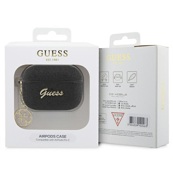 Etui Guess GUAP2GLGSHK AirPods Pro 2 cover czarny/black Glitter Flake 4G Charm Case