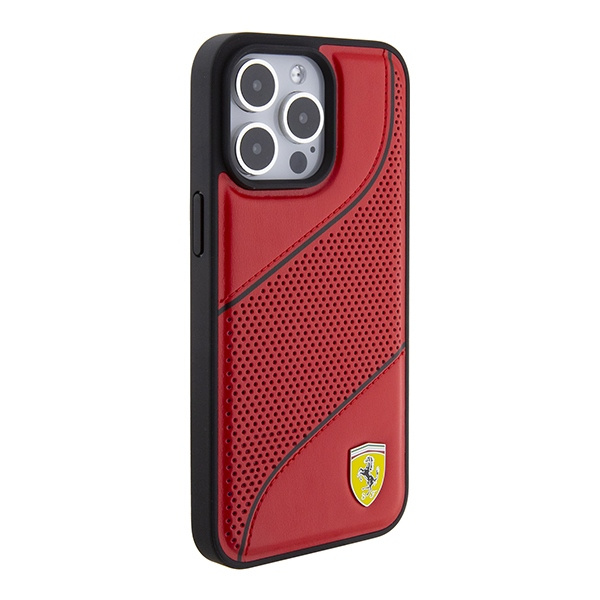 Etui Ferrari FEHCP15XPWAR iPhone 15 Pro Max 6.7" czerwony/red hardcase Perforated Waves Metal Logo Case