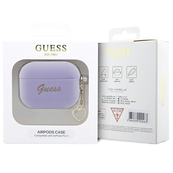 Etui Guess GUAP2LSCHSU AirPods Pro 2 cover purpurowy/purple Silicone Charm Heart Collection Case