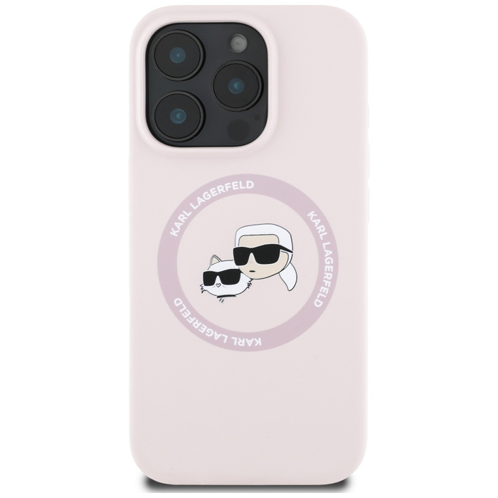 Etui Karl Lagerfeld Silicone Double       Heads And Circle MagSafe do iPhone 16 Pro Max różowy