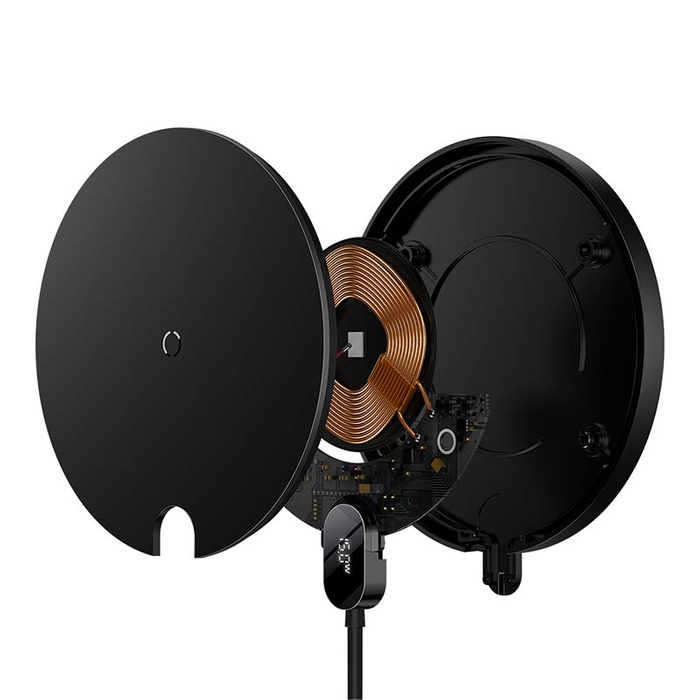 Bezprzewodowa ładowarka indukcyjna Baseus Digital LED 15W (czarna)