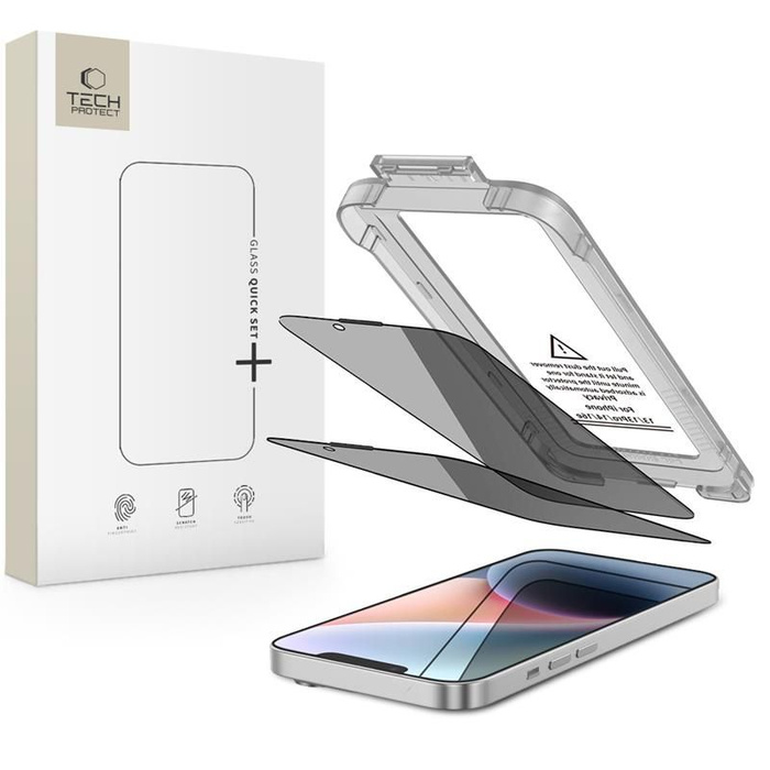 SZKŁO PRYWATYZUJĄCE TECH-PROTECT IPHONE 13 / 13 PRO / 14 / 16E QUICK SET SPY+ 2-PACK PRIVACY