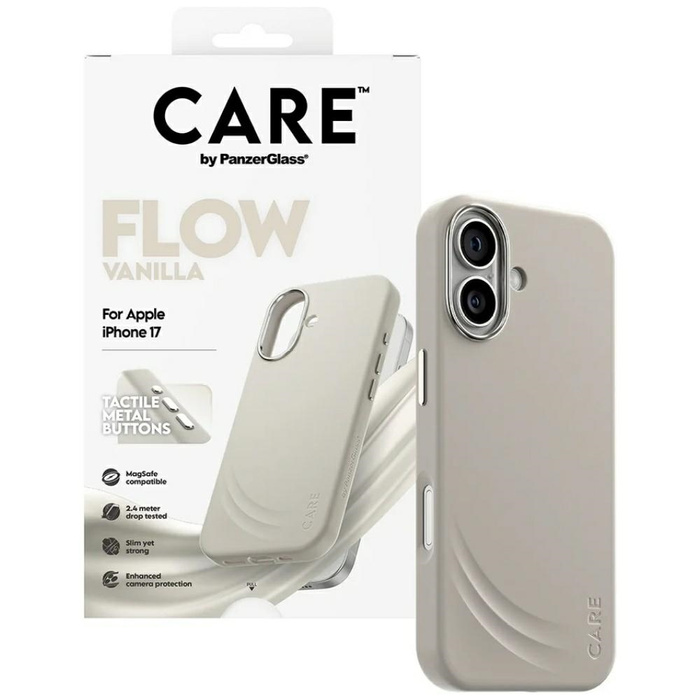 Etui CARE by PanzerGlass FLOW MagSafe do iPhone 17 waniliowy