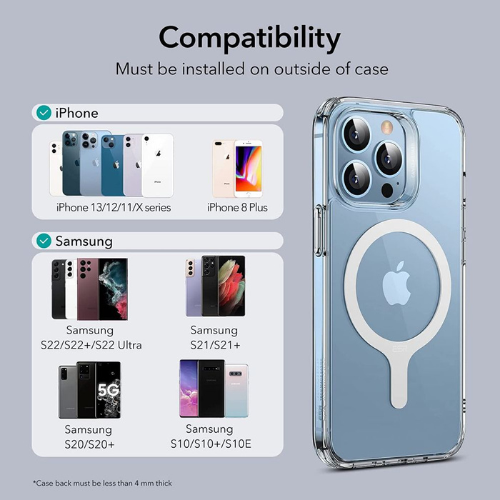 Blaszka Esr Halolock Magsafe Universal Magnetic Ring 2-pack White