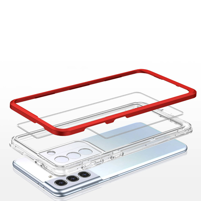 Etui Clear 3in1 etui do Samsung Galaxy S23 silikonowy pokrowiec z ramką czerwone Case