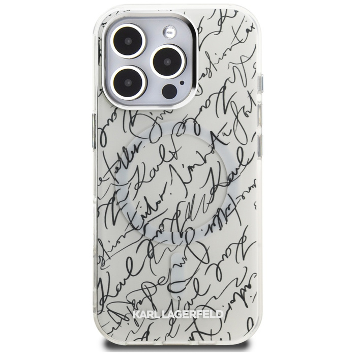 Etui Karl Lagerfeld IML Karl Script      Pattern MagSafe do iPhone 16 Pro biały