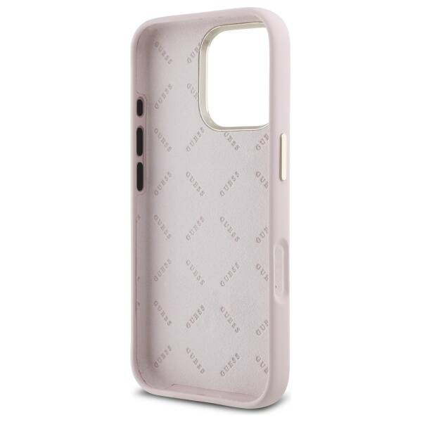Etui Guess iPhone 16 Pro jasnoróżowy/pink hardcase Silicone Logo Strass 4G