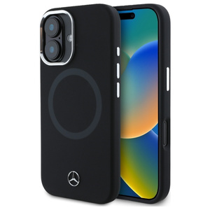 Etui Mercedes iPhone 16 6.1" czarny/black hardcase Silicone Tonal Logo MagSafe