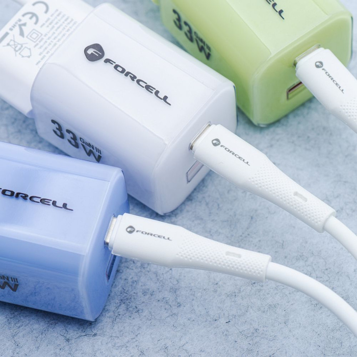Kabel USB A do Micro USB Forcell F-Energy QC3.0 2,4A 18W Silicone 1 m C341 biały