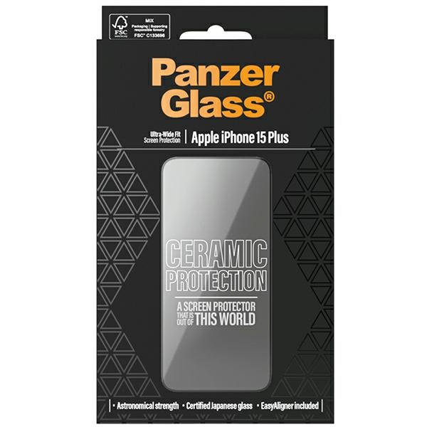 PanzerGlass Ceramic Protection iPhone 15Plus 6.7" Ultra-Wide-Fit Screen Protection Easy Aligner Included 2839