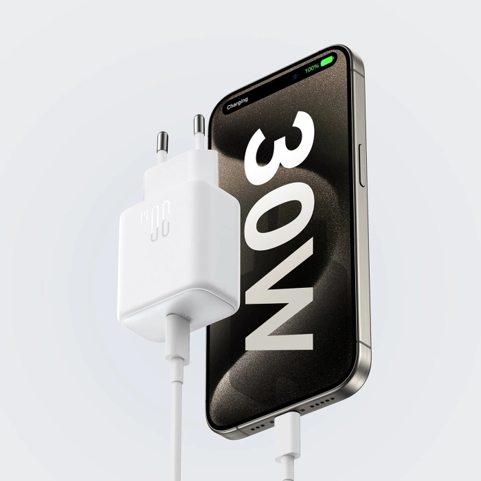 Ładowarka Joyroom JR-TCF24 sieciowa USB-C PD 30W QC SFC - biała + kabel USB-C 1m