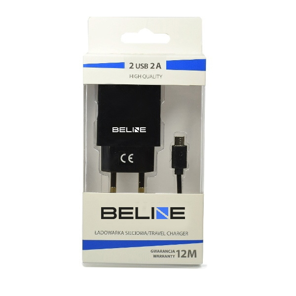 Beline Ład. siec. 2xUSB + microUSB 2Aczarna/black