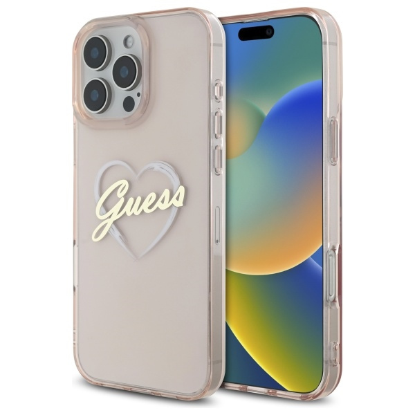 Etui Guess iPhone 16 Pro 6.3" różowy/pink hardcase IML Heart