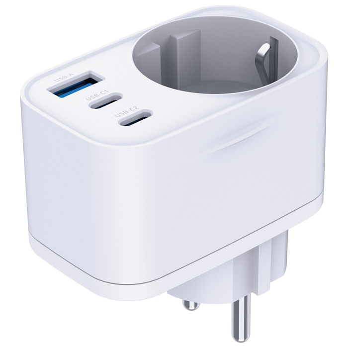 Adapter sieciowy 3MK Hyper Comfort       Charger 30W 1xUSB-A 2xUSB-C 1xSchuko PD QC3.0 biały