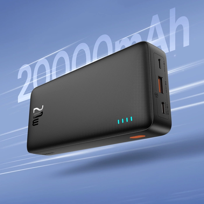 Powerbank Baseus Airpow 20W 20000mAh z kablem Baseus Simple Series USB-A - USB-C 50cm - czarny
