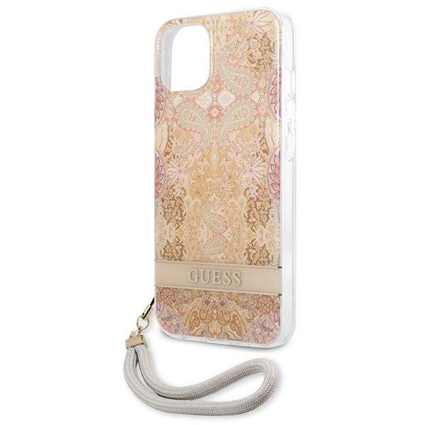 Etui GUESS Apple iPhone 13 Mini Flower Strap Złoty Hardcase
