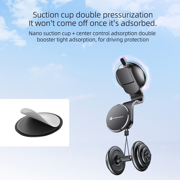 FORCELL F-Grip MagFlex uchwyt samochodowy do szyby/deski kompatybilny z MagSafe czarny