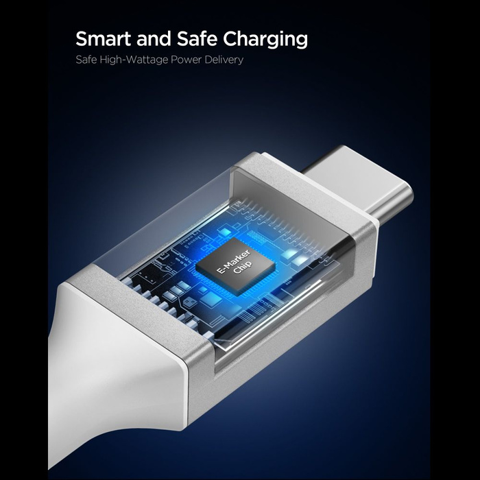 KABEL USB-C SPIGEN EB24012CC ESSENTIAL 240W 120CM BIAŁY