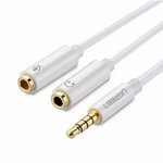 Rozdzielacz Audio UGREEN Kabel AUX Mini Jack 3,5 mm Do Słuchawek Z Mikrofonem 20cm Biały 10780