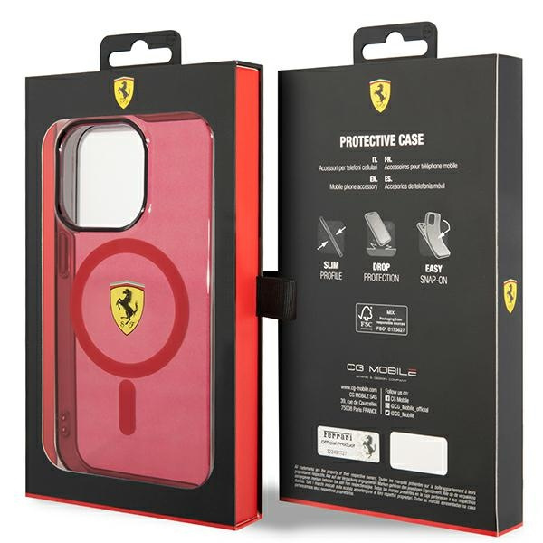 Etui Ferrari FEHMP14XURKR iPhone 14 Pro Max 6.7" czerwony/red hardcase Translucent Magsafe Case