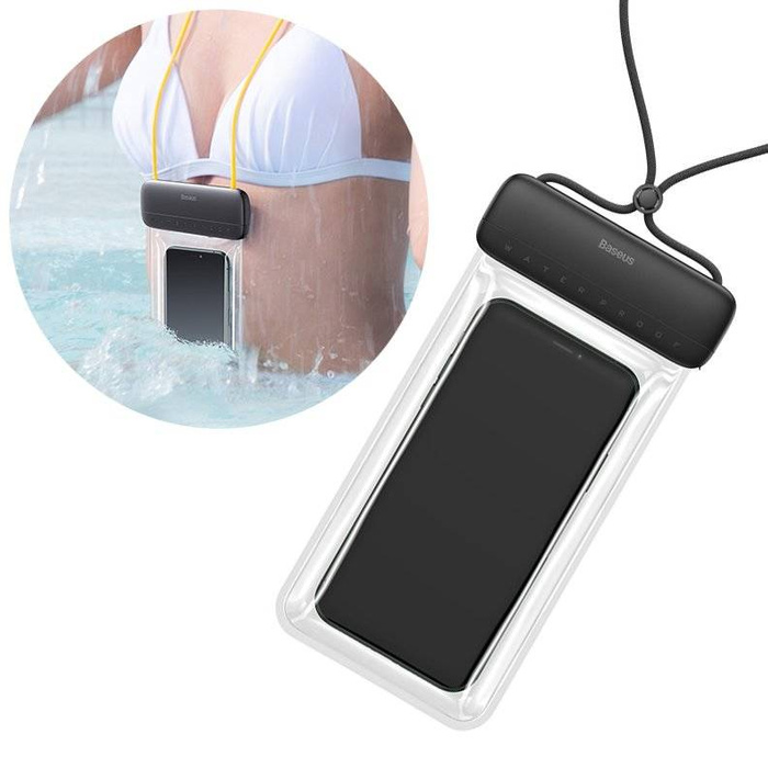 	Baseus uniwersalny wodoodporny pokrowiec etui na telefon (max 7,2'') na basen nad wodę IPX8 czarny (ACFSD-DG1)