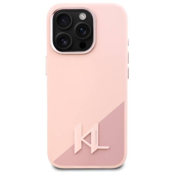Etui Karl Lagerfeld iPhone 16 Pro Max 6.9" różowy/pink hardcase Silicone Shadow Metal Initial MagSafe