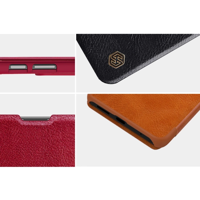 Nillkin Qin skórzana kabura etui Xiaomi Redmi Note 11S / Note 11 brązowy