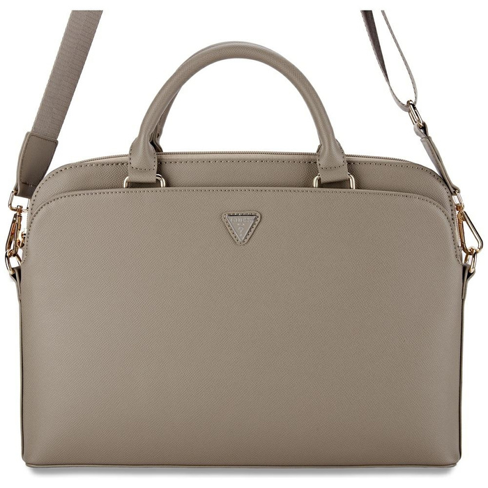Torba Guess Grained Zipper Pocket        Triangle Logo 15" brązowy