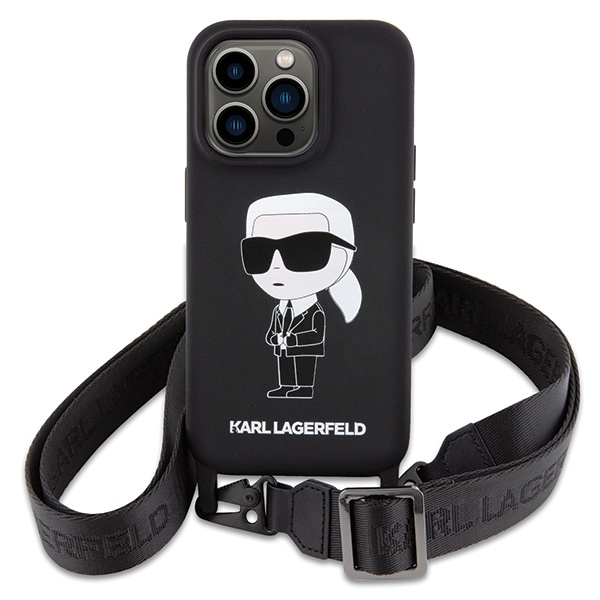 Etui Karl Lagerfeld KLHCP15XSCBSKNK iPhone 15 Pro Max 6.7" hardcase czarny/black Crossbody Silicone Ikonik Case