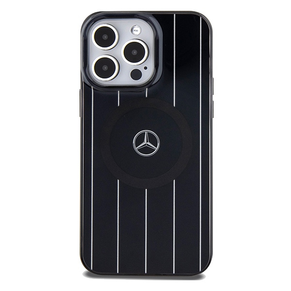 Etui Mercedes MEHMP15L23HRSK iPhone 15 Pro 6.1" czarny/black hardcase Double Layer Crossed Lines MagSafe Case